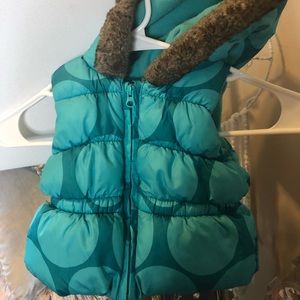 🐬Aqua/Turquoise Polka Dot Puff Vest🐬